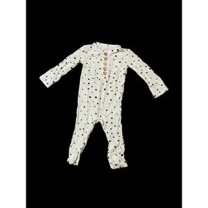 Posh Peanut Polka Dot Bamboo Viscose Romper Pajamas Cream Tan 18-24 Months